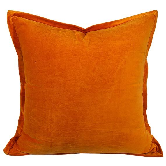 Plain Velvet Euro Cushion - Orange | 24"