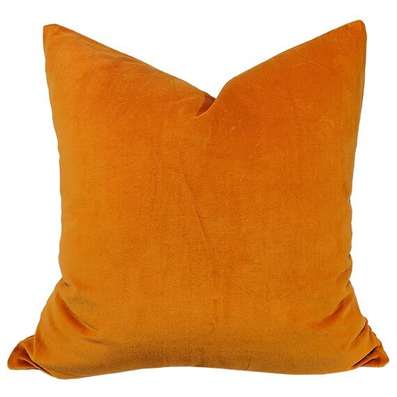 Plain Velvet Cushion - Orange | 22"