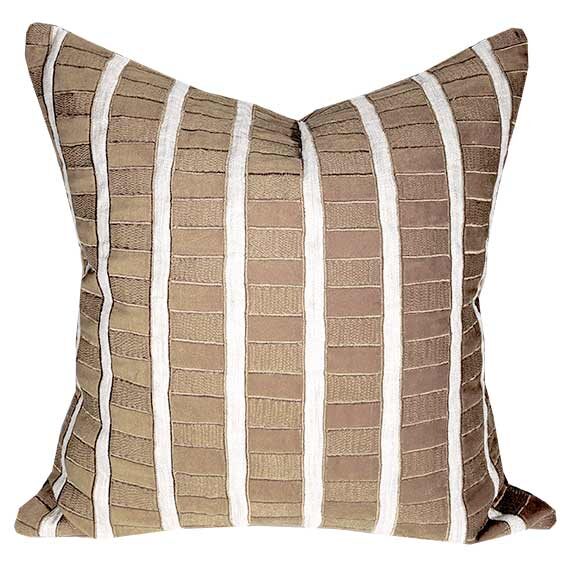 Stripe Embroidered Applique - Brown | 22"